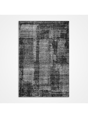 Bespoky 80x150 cm Siyah Silver Modern Etnik Yıkanabilir Halı | Mutfak Balkon Yatak Odası Halısı | Leke Tutmayan Kaymaz | SİLVER-16604