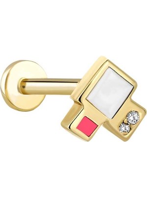 White & Pink Kare Tragus Piercing