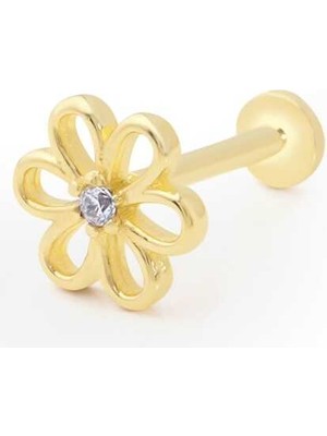 Minimal Sade Çiçek Model Tragus Piercing