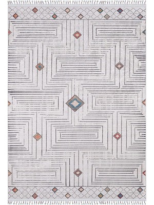 Hali.Net 80x400 cm Bej Dijital Baskı Etnik Patchwork Halı | Yolluk Koridor Mutfak Halısı | Hav Vermez Hipoalerjenik | HALN-HLN5038