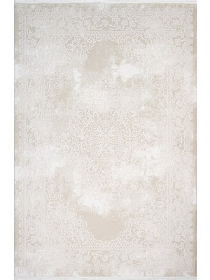 Daisy Klasik Krem Akrilik Dikdörtgen Modern Desenli Akrilik Hav Vermeyen Leke Tutmayan Kolay Temizlenen Yumuşak Makine Salon Yolluk Mutfak Halı