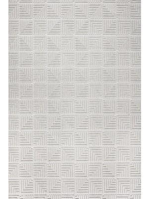 Hali.Net 80x150 cm Gri Açık Gri Kare Desen Modern Geometrik Halı | Salon Mutfak Halısı | Hav Vermez Leke Tutmaz | LXS_DİZAYN-1062G