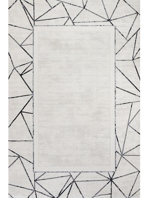 Bespoky 80x150 cm Antrasit Açık Gri Geometrik Modern Soyut Yıkanabilir Halı | Yatak Odası Mutfak Halısı | Leke Tutmayan, Kaymaz | STN_VİSTA-001A