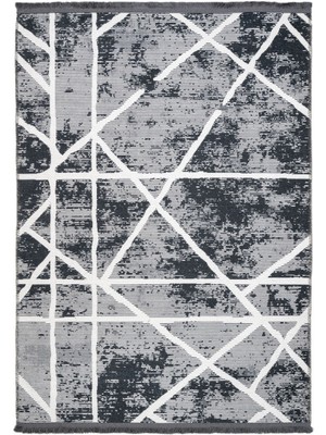 Hali.Net 160x160 cm Siyah Geometric Modern Daire Yuvarlak Polyester Halı | Salon Yatak Odası Halısı | Hav Vermez Leke Tutmaz | GEOMETRİC-2306
