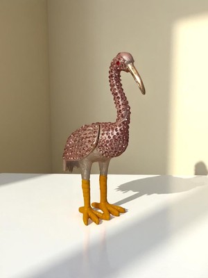Zirkon Taşlı ve Mıknatıslı Metal Kapaklı Flamingo Dekoratif Obje ve Biblo