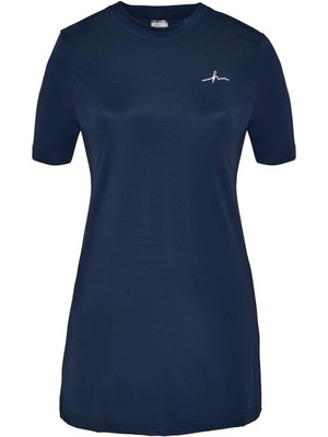 Haşema Kısa Kollu Lacivert 3 Parça Yarı Kapalı Mayo Takımı Kadın Su İticilik Özelliği ile Hafiflik Hissi