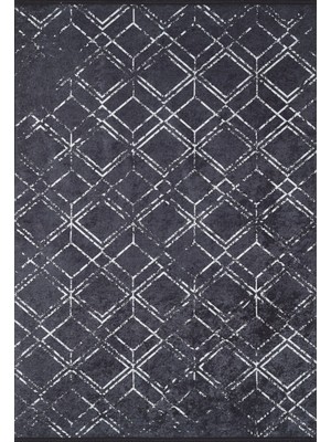 Bespoky 80x150 cm Siyah Modern Etnik Yıkanabilir Halı | Mutfak Balkon Yatak Odası Halısı | Leke Tutmayan Kaymaz | HALN-HLN1861