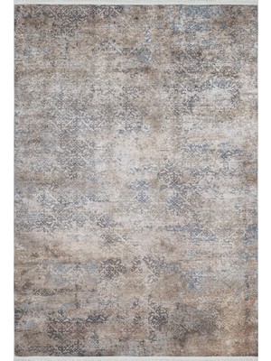 Bespoky 80x150 cm Antrasit Kahverengi Eskitme Vintage Soyut Yıkanabilir Halı | Yatak Odası Mutfak Halısı | Leke Tutmayan, Kaymaz | HALN-HLN1945