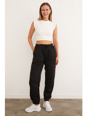 FullaModa Erkek 3 İplik Beli Bağcıklı Jogger Eşofman Altı %70 Pamuk %30 Polyester