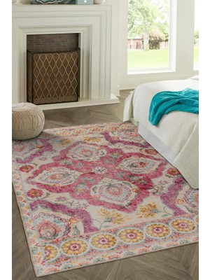 Bespoky 150x230 cm Pembe Yıkanabilir Halı | Salon Yatak Odası Halısı | Leke Tutmayan, Kaymaz | FL36-DİKDÖRTGEN
