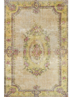 Yeşil Klasik Etnik Modern Desenli Pamuk Makinada Yıkanabilir Hav Toz Vermez Leke Tutmayan Kaymaz Taban Dijital Makine Baskı Salon Yolluk Mutfak Halı