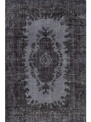 Bespoky 80x150 cm Siyah Klasik Vintage Yıkanabilir Halı | Mutfak Balkon Yatak Odası Halısı | Leke Tutmayan Kaymaz | SRK_VİNTAGE-117