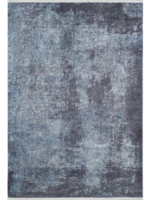 Bespoky 80x150 cm Lacivert Modern Etnik Yıkanabilir Halı | Mutfak Balkon Yatak Odası Halısı | Leke Tutmayan Kaymaz | HALN-HLN1845