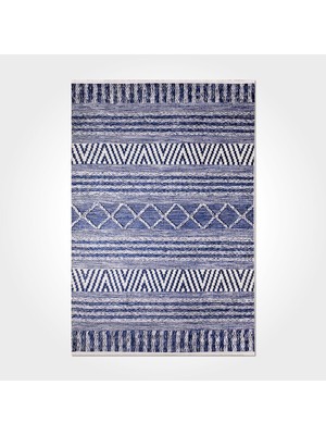 Bespoky 80x150 cm Mavi İskandinav Yıkanabilir Halı | Mutfak Balkon Yatak Odası Halısı | Hav Vermez Leke Tutmaz Kaymaz | İSKANDİNAV-3021PC