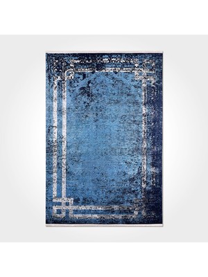Bespoky 80x150 cm Mavi Yıkanabilir Halı | Yatak Odası Mutfak Halısı | Leke Tutmayan, Kaymaz | LEKE TUTMAYAN KAYMAZ