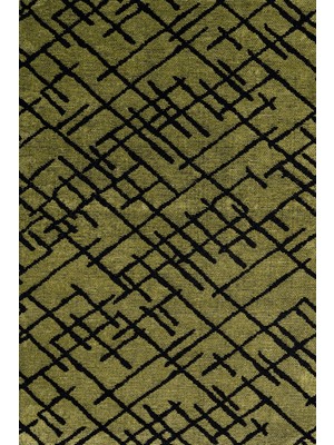 Hali.Net 140x200 cm Yeşil Haki Çizgili Modern Geometrik Yıkanabilir Halı | Salon Yatak Odası Halısı | Leke Tutmaz Hipoalerjenik | CREA_RAİN-7324S