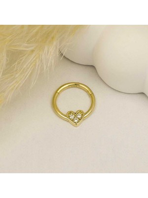 Taşlı Kalp Motifli Helix Piercing
