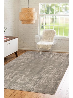 Bespoky 150x150 cm Gri Kare Vintage Eskitme Yıkanabilir Halı | Salon Yatak Odası Mutfak Halısı | Hav Vermez Leke Tutmaz Kaymaz | FL37-KARE
