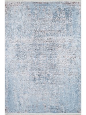 Turbat Mavi Modern Etnik Desenli Makinada Yıkanabilir Hav Toz Vermez Leke Tutmayan Kaymaz Taban Dijital Makine Baskı Salon Yolluk Mutfak Halı