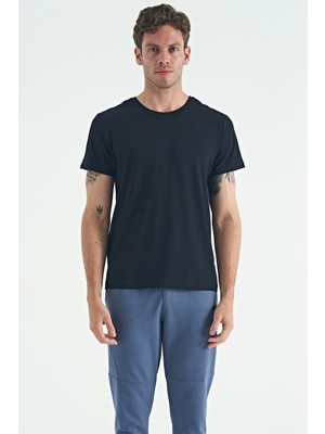 Air Jones Calvin Lacivert Basic Erkek T-Shirt - 88245