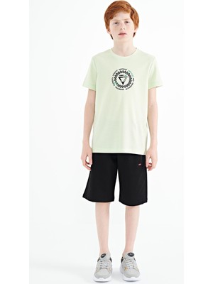 Tommy Life Açık Yeşil Nakış İşleme Detaylı O Yaka Standart Kalıp Erkek Çocuk T-Shirt - 11115