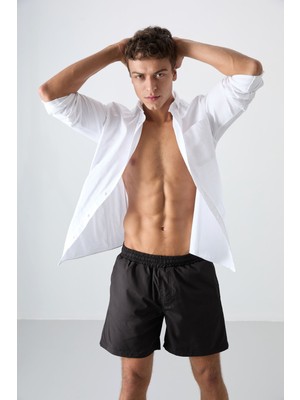 Tommy Life Siyah Hızlı Kuruyan Standart Fit Erkek Deniz Şortu - 81237