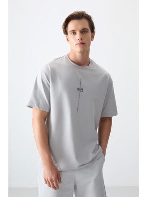 Air Jones Taş Pamuklu Kalın Yumuşak Dokulu Oversize Fit Baskılı Erkek T-Shirt - 88373