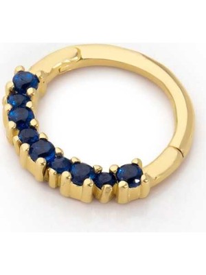 Büyük Küçük Lacivert Taşlı Helix Piercing