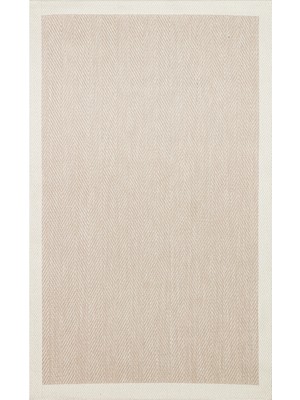 Bespoky 80x150 cm Bej Mono Modern Yıkanabilir Halı | Mutfak Balkon Yatak Odası Halısı | Leke Tutmayan Kaymaz