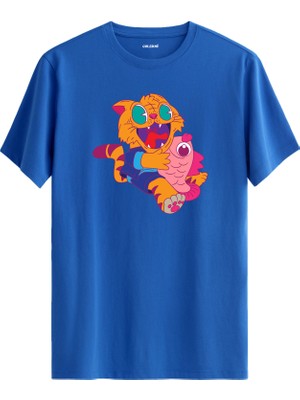 Kedi Köpekbalığı Tasarım %100 Pamuk Premium Kumaş Tişört