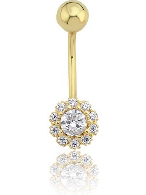 Taşlı Ay Çiçeği Göbek Piercing