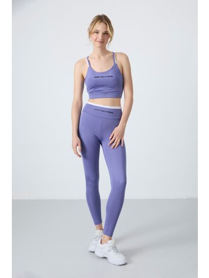 Tommy Life Eflatun Esnek Standart Fit Performans Kadın Tayt Takım - 95333