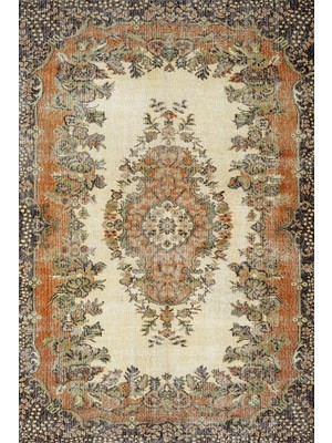 Hali.Net 120x400 cm Kahverengi Krem Çiçekli Klasik Madalyonlu Halı | Salon Yatak Odası Halısı | Hav Vermez Leke Tutmaz | SRK_VİNTAGE-225
