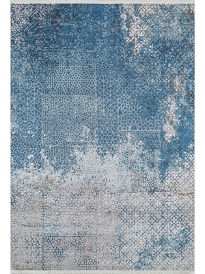 Bespoky 80x150 cm Mavi Modern Etnik Yıkanabilir Halı | Mutfak Balkon Yatak Odası Halısı | Leke Tutmayan Kaymaz | HALN-HLN1697