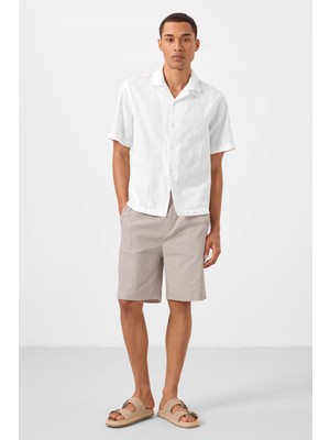 Tommy Life Taş Standart Fit Dokuma Hafif Esnek Chino Erkek Şort - 81291