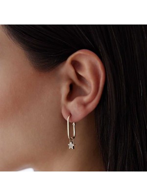 Kilit Yıldız Sallantılı Ataç Küpe