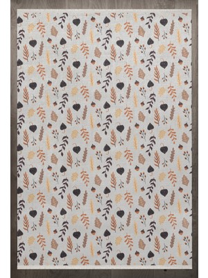 Bespoky 80x150 cm Turuncu Yıkanabilir Halı | Yatak Odası Mutfak Halısı | Leke Tutmayan, Kaymaz | F_NATURE-230