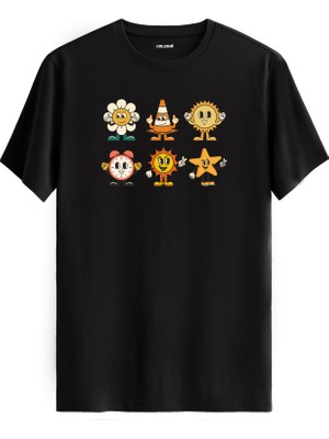 Retro Karakter Tasarımlı Regular Tişört %100 Pamuk Premium Kumaş