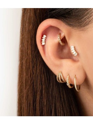 Beş Baget Taşlı Minimal Tragus Piercing