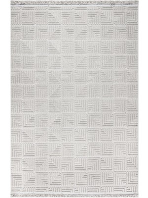 Hali.Net 80x250 cm Gri Açık Gri Kare Modern Geometrik Halı | Mutfak Yolluk Halısı | Hav Vermez Leke Tutmaz | 1062-GREY