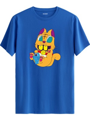 Çizgi Tarzı Tavşan Tasarım %100 Pamuk Tişört