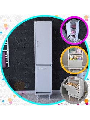 MODİLAYN ASEL 35 x 138 cm Çamaşır Ve Erzak Bölmeli Çok Amaçlı Dolap