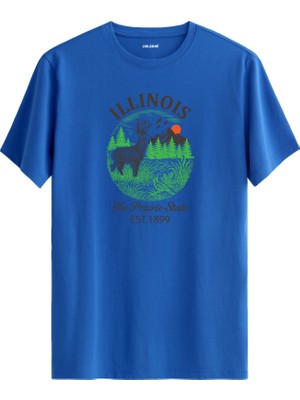 Illinois Deer Doğa Manzara Tasarımlı Retro Koleksiyon %100 Pamuk Premium Kumaş