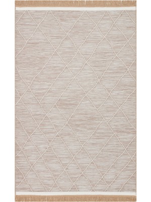 Bespoky 80x150 cm Bej Beige Modern Yıkanabilir Halı | Mutfak Balkon Yatak Odası Halısı | Leke Tutmayan Kaymaz | 02-BEİGE