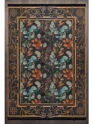 Bespoky 140x200 cm Siyah Nature Modern Yıkanabilir Halı | Yatak Odası Çocuk Odası Halısı | Leke Tutmayan Kaymaz | F_NATURE-209