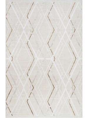 Bernadette Geometrik Vizon Akrilik Dikdörtgen Modern Desenli Akrilik Hav Vermeyen Leke Tutmayan Kolay Temizlenen Yumuşak Makine Salon Yolluk Mutfak Halı