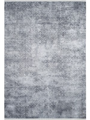 Hali.Net 80x150 cm Antrasit Dijital Baskı Etnik Patchwork Halı | Mutfak Balkon Salon Halısı | Hav Vermez Hipoalerjenik | HALN-HLN1944