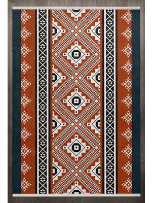  Geometrik Kahverengi Pamuk Kare Modern Desenli Pamuk Makinada Yıkanabilir Hav Toz Vermez Leke Tutmayan Kaymaz Taban Dijital Makine Baskı Salon Yolluk Mutfak Halı