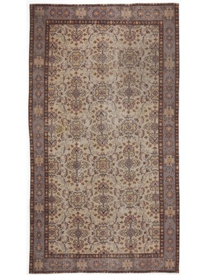 Bespoky 160x288 cm Bej Geleneksel Klasik Çiçekli Halı | Salon Yatak Odası Halısı | UNİQUE-6035