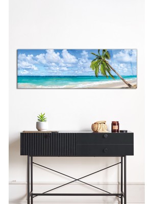Dinlendirici Deniz ve Sahil Panoramik Cam Tablo, Darbelere Dayanıklı Kırılmaz Cam, Hediyelik